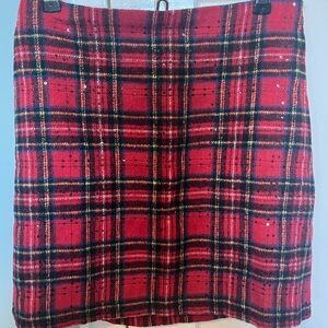 Sparkly Holiday Plaid Skirt